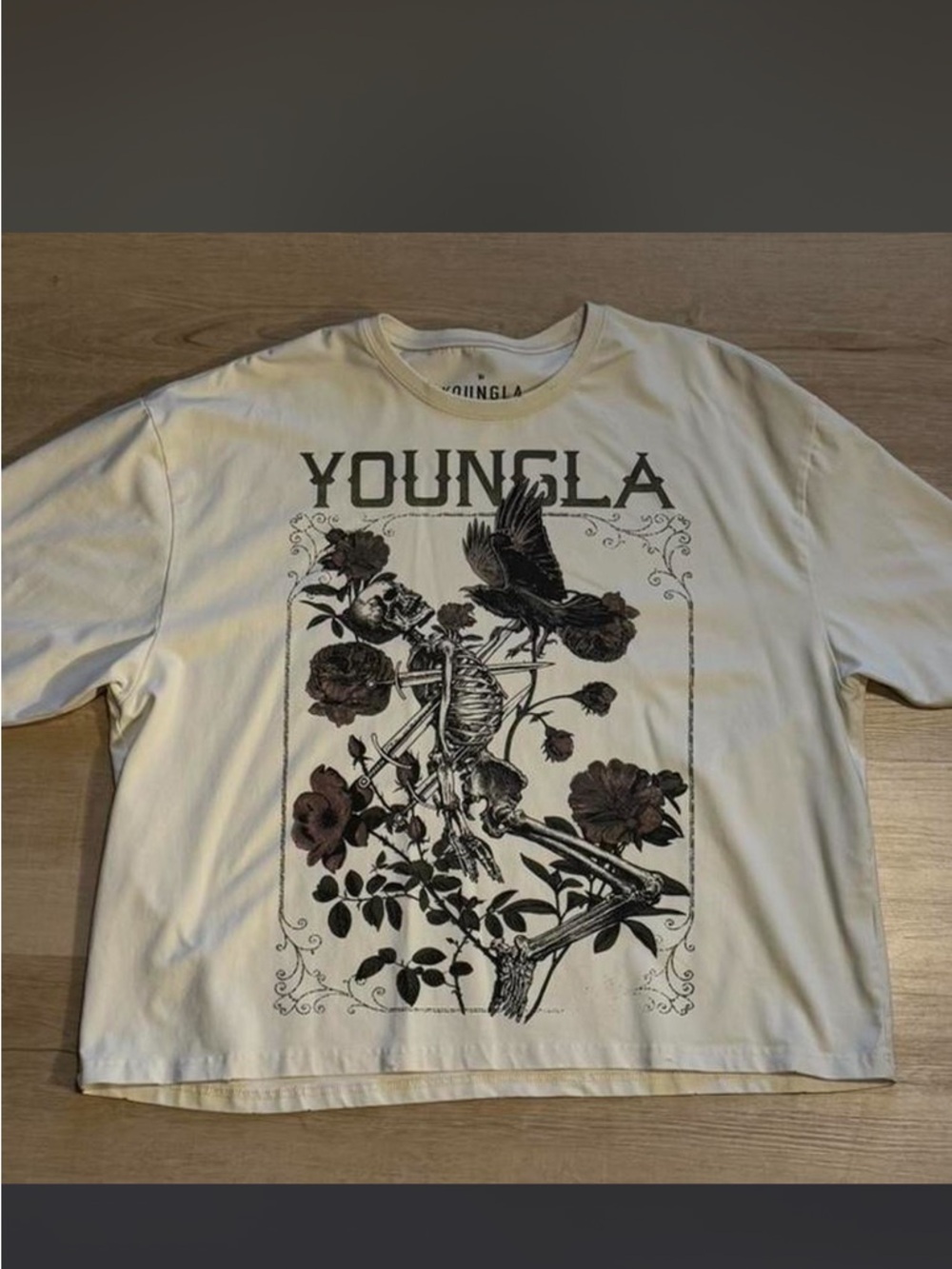 YoungLA White Tee with Black Logo Print